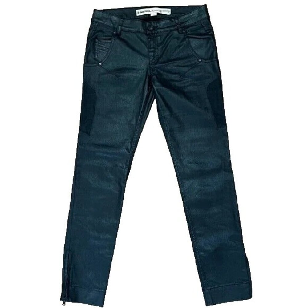 Diesel Female Coated Cow Leather Pants Size 26